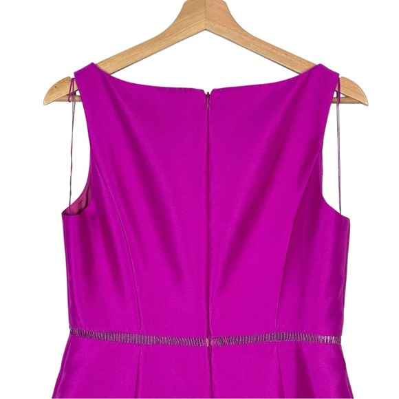 ADRIANNA PAPELL PINK LATTICE LACE TRIM A LINE SLEEVELESS MIDI COCKTAIL DRESS - Picture 7 of 15